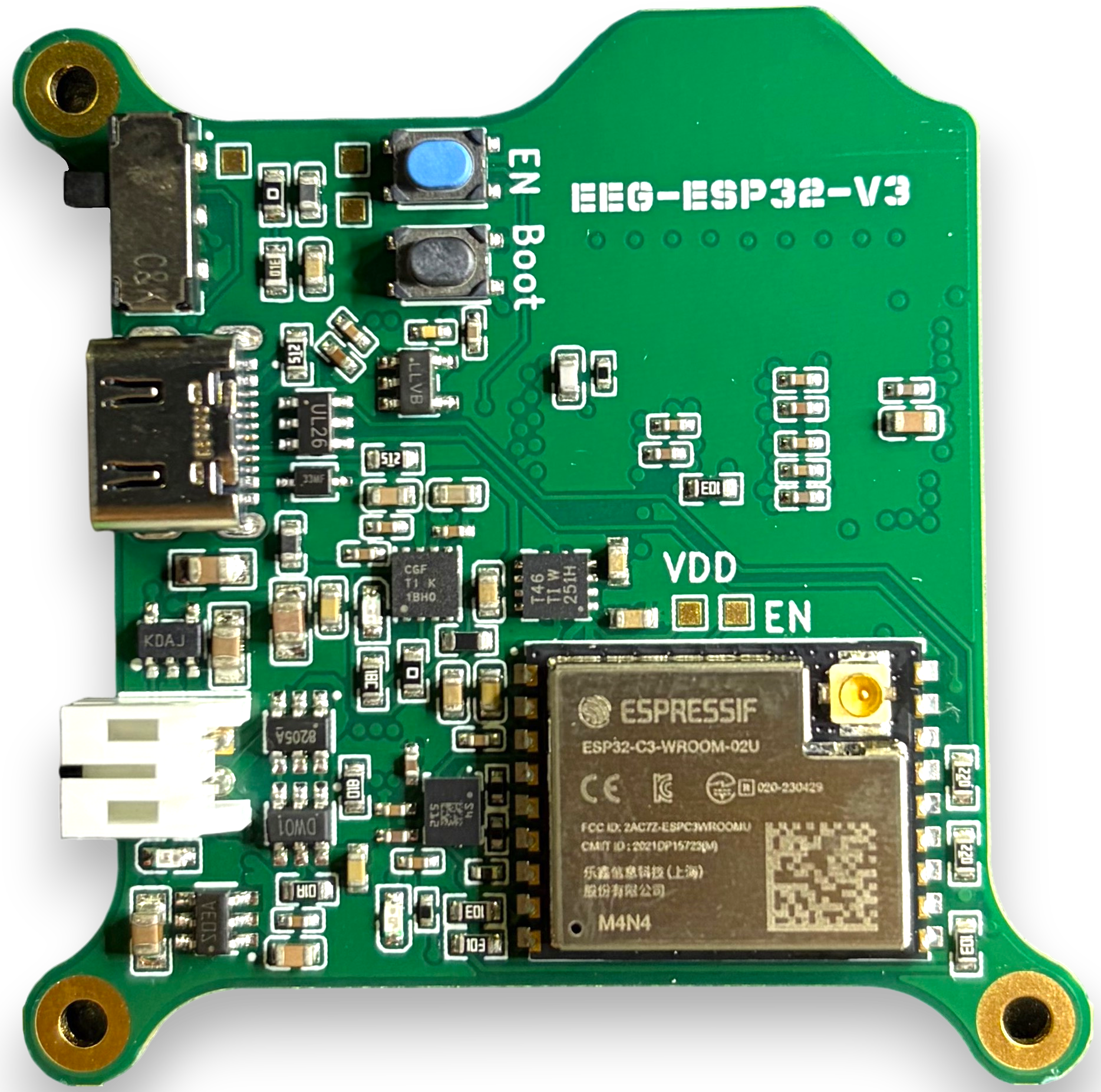 PCB front, EEG-ESP32-V3